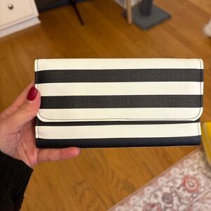 KUT from the Kloth Black & White Stripe Trifold Wallet